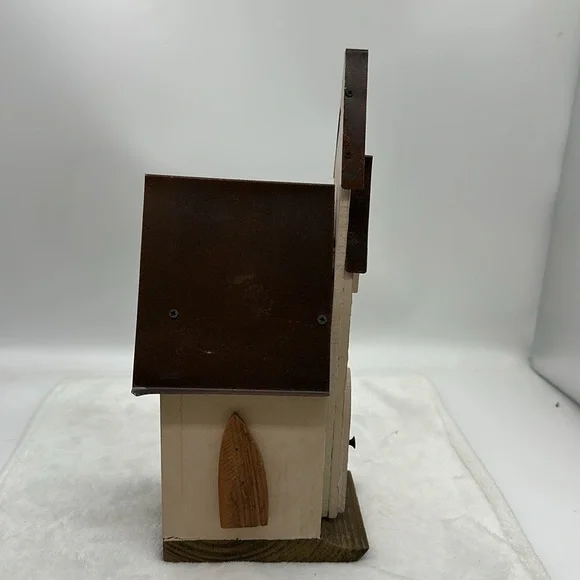 Church Wooden & Metal BirdHouse Decoration - Picture 4 of 8